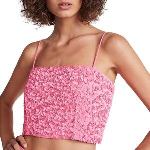 Aje Evelyn Sequin Crop Top in Rouge Pink